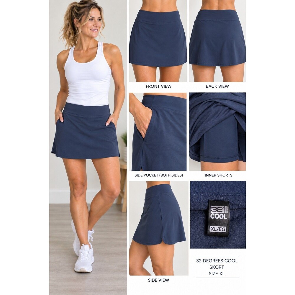 32 Degrees Cool Skort Women's Size XL Heat Cool Blue